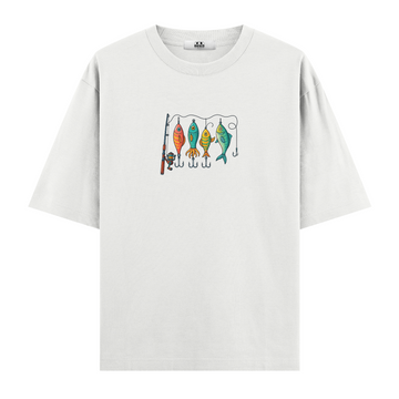 Renkli Olta Takım Düzeni - Oversize T-shirt