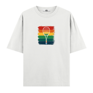 Raket ve Renkli Çizgiler - Oversize T-shirt