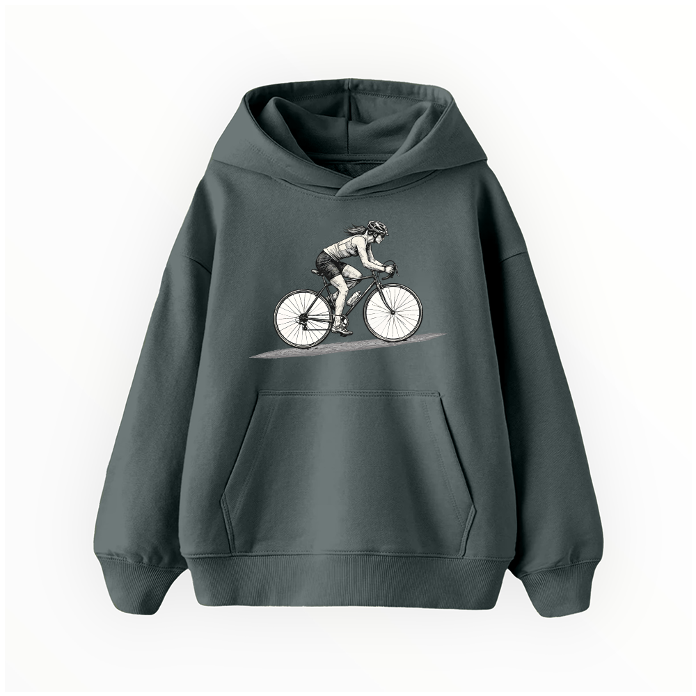 Bisikletli Kadın - Çocuk Hoodie