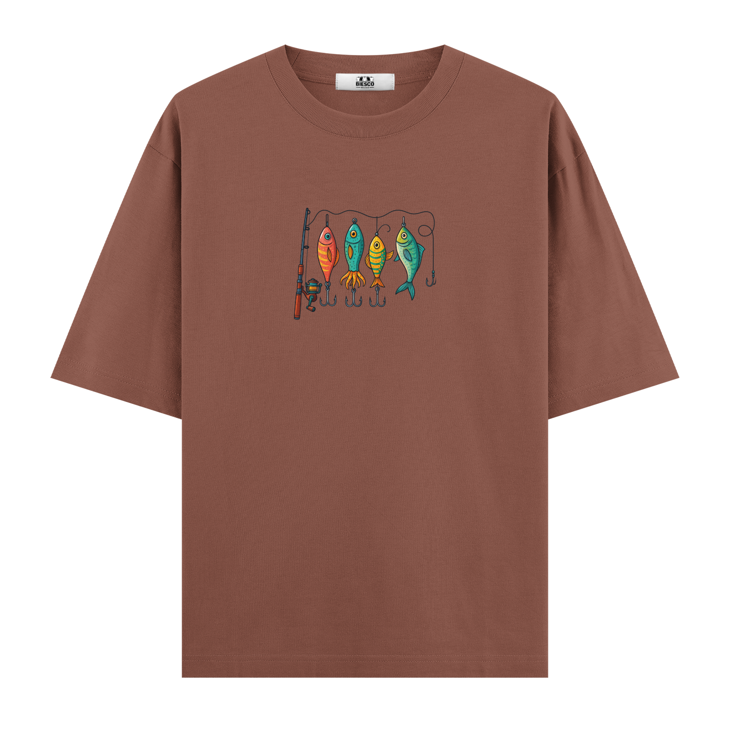 Renkli Olta Takım Düzeni - Oversize T-shirt