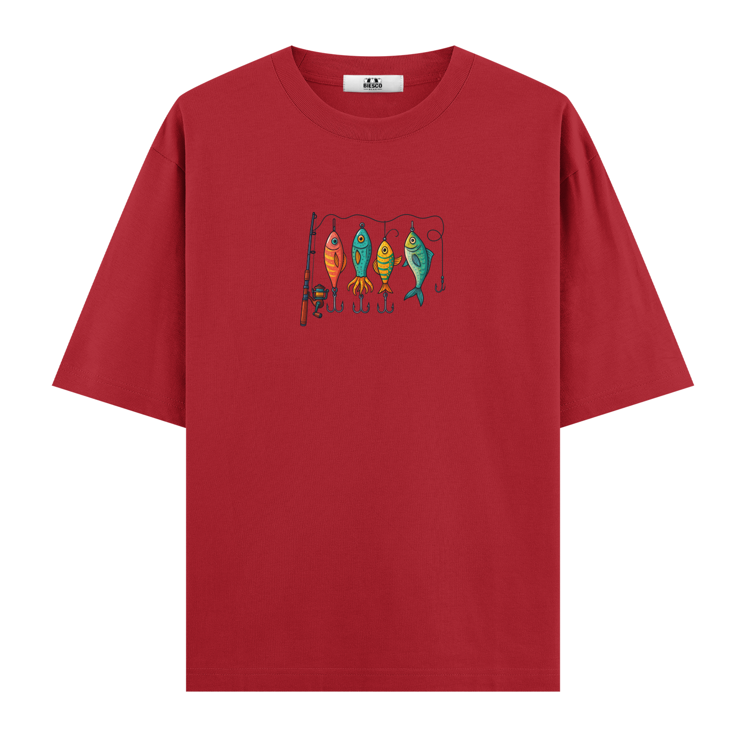 Renkli Olta Takım Düzeni - Oversize T-shirt