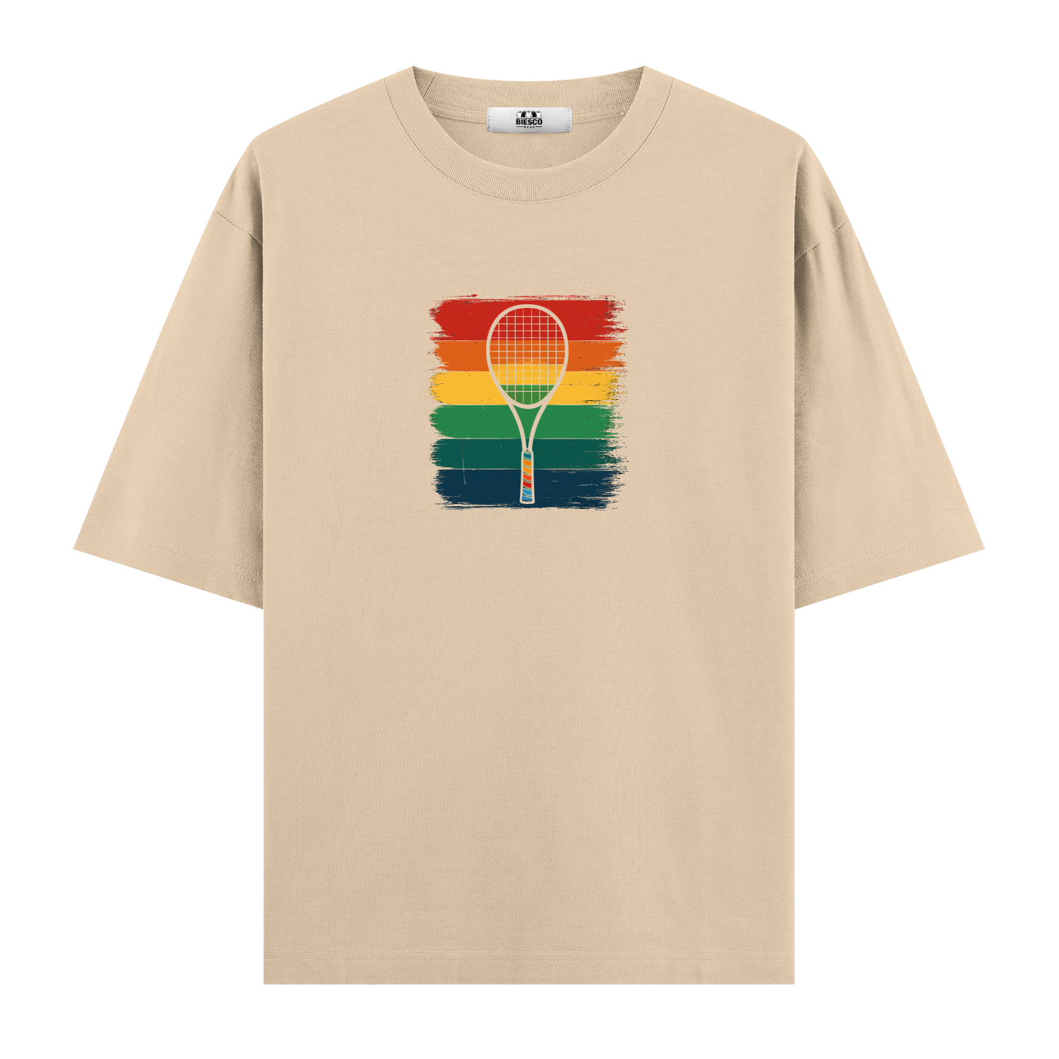 Raket ve Renkli Çizgiler - Oversize T-shirt