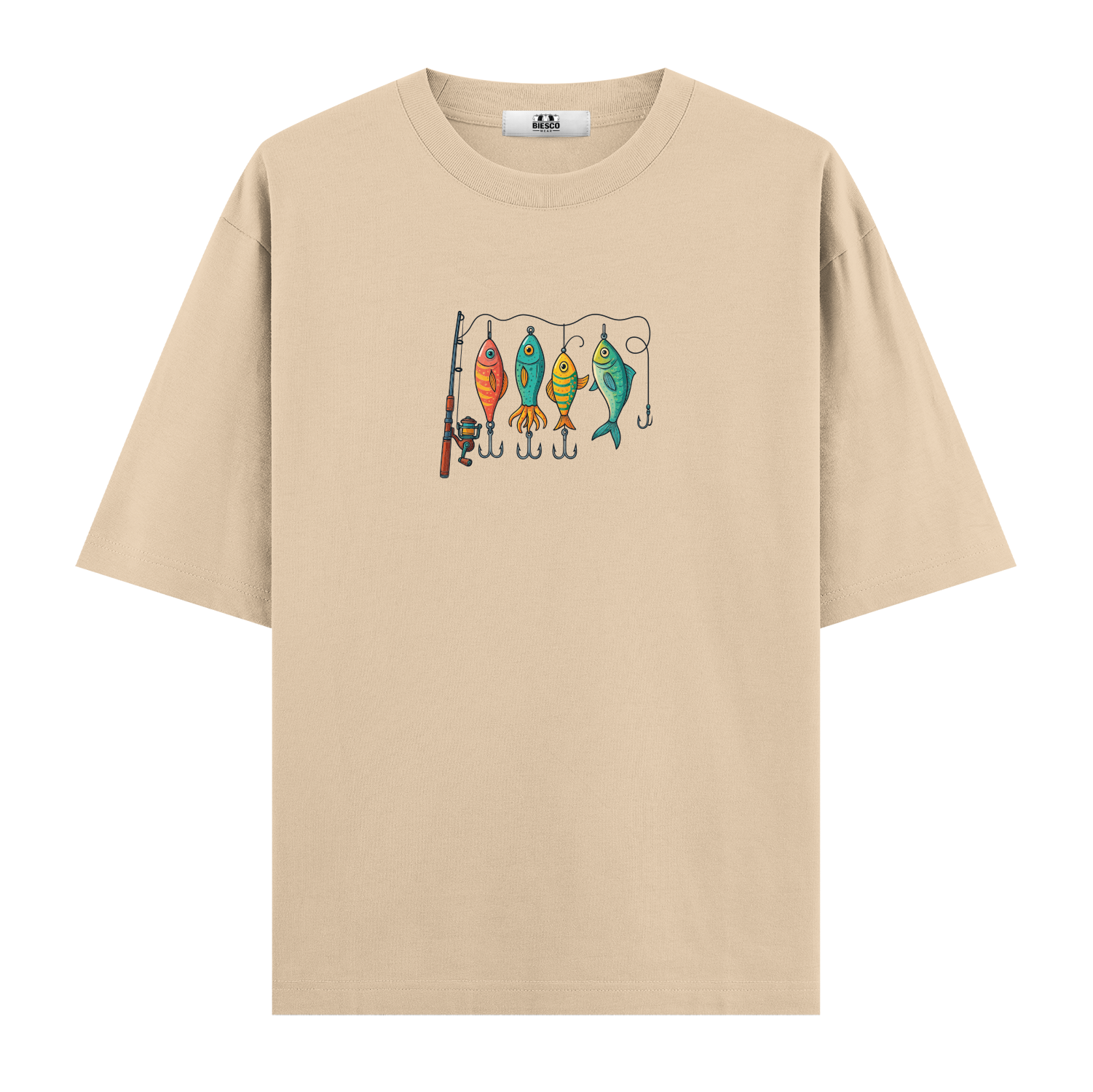 Renkli Olta Takım Düzeni - Oversize T-shirt