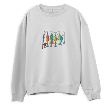 Renkli Olta Takım Düzeni - Regular Sweatshirt