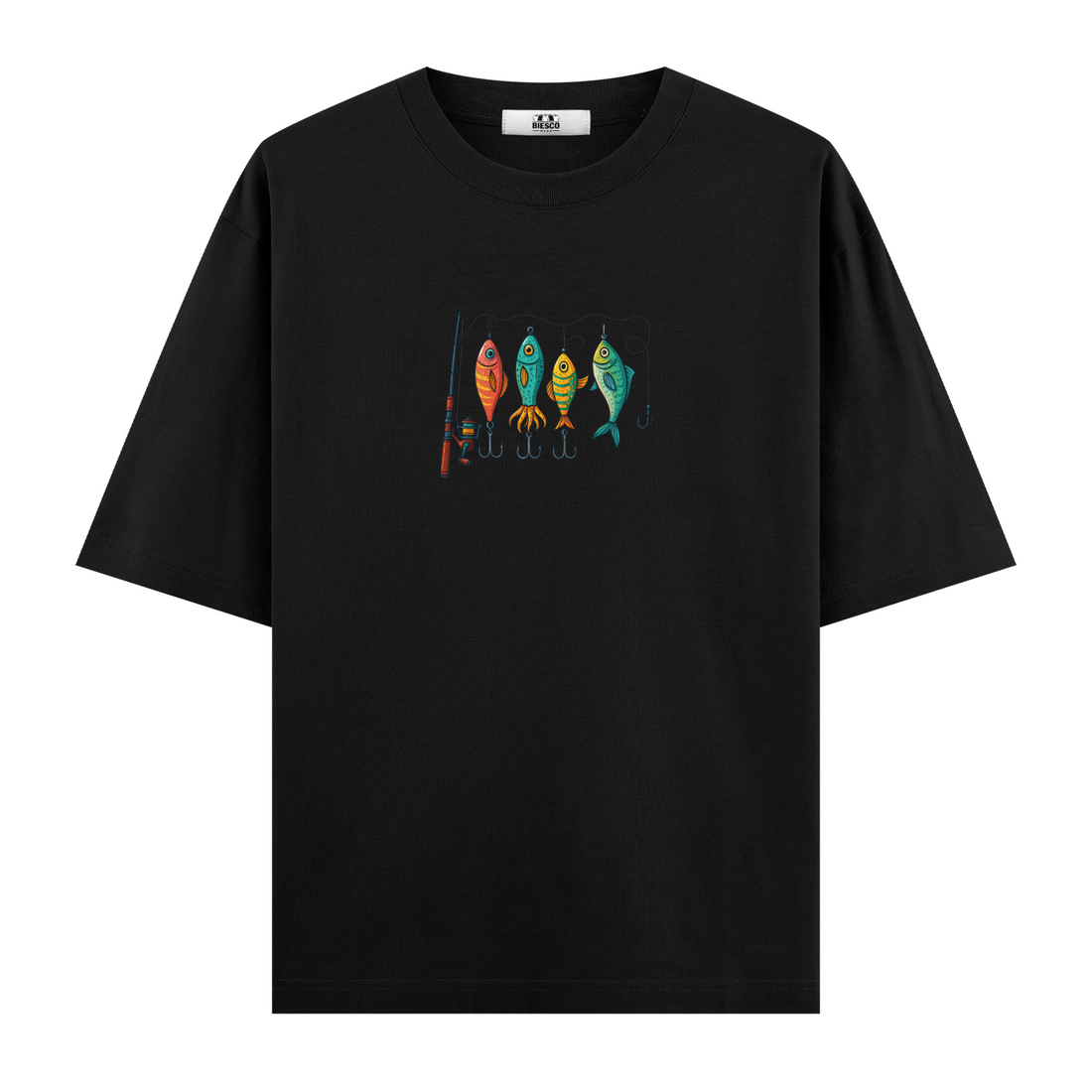 Renkli Olta Takım Düzeni - Oversize T-shirt