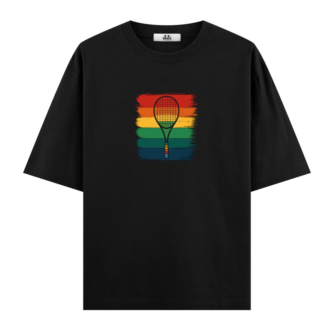 Raket ve Renkli Çizgiler - Oversize T-shirt