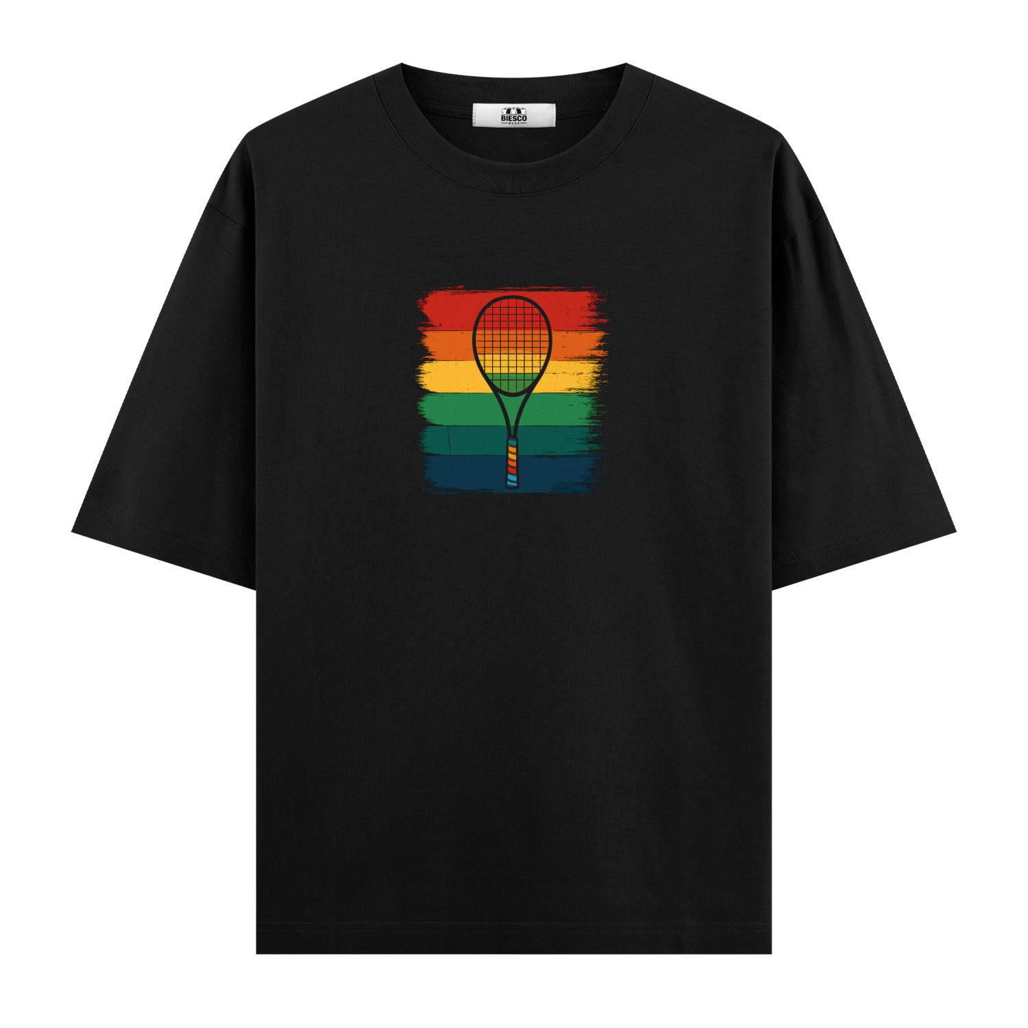 Raket ve Renkli Çizgiler - Oversize T-shirt
