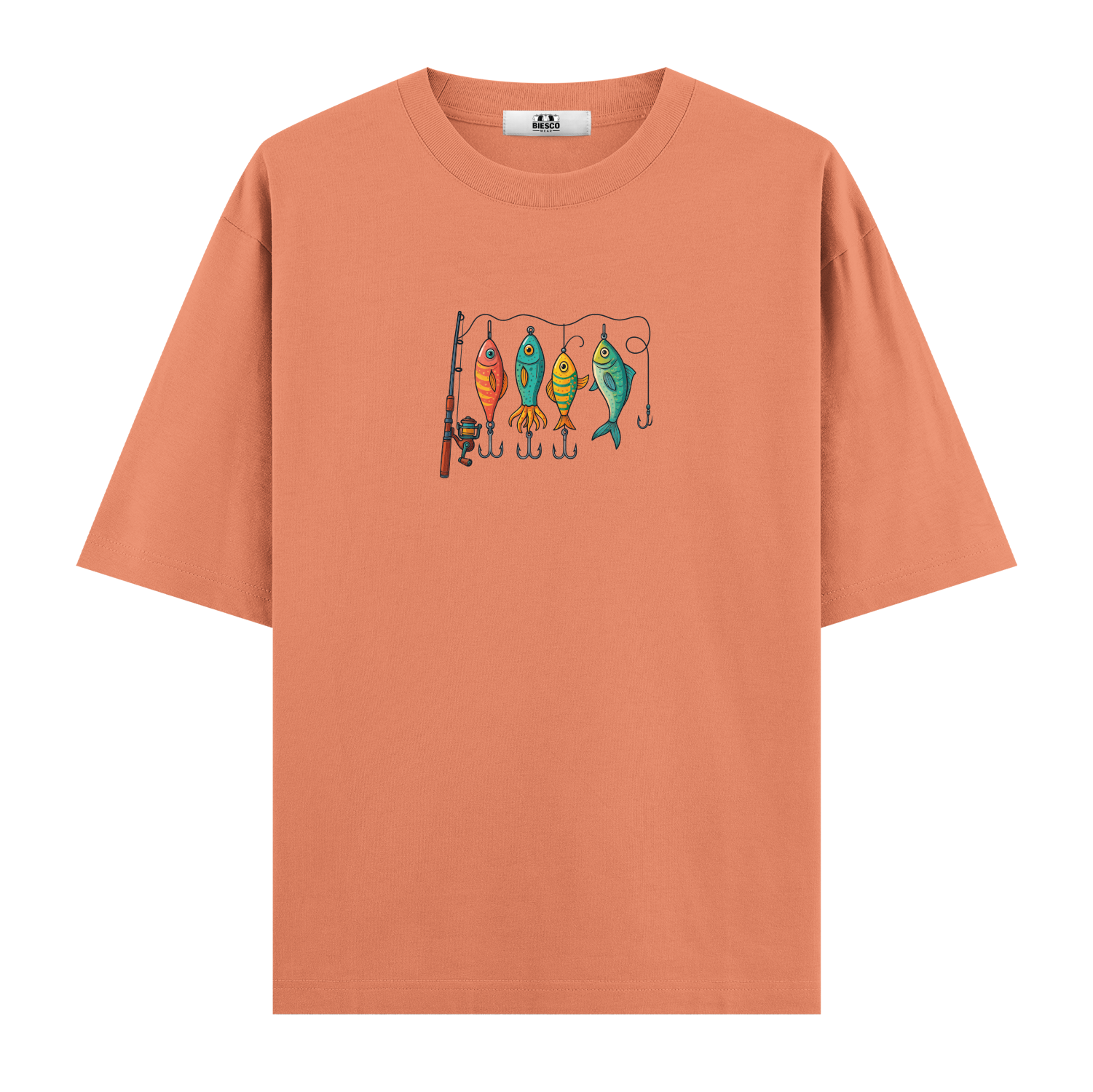 Renkli Olta Takım Düzeni - Oversize T-shirt