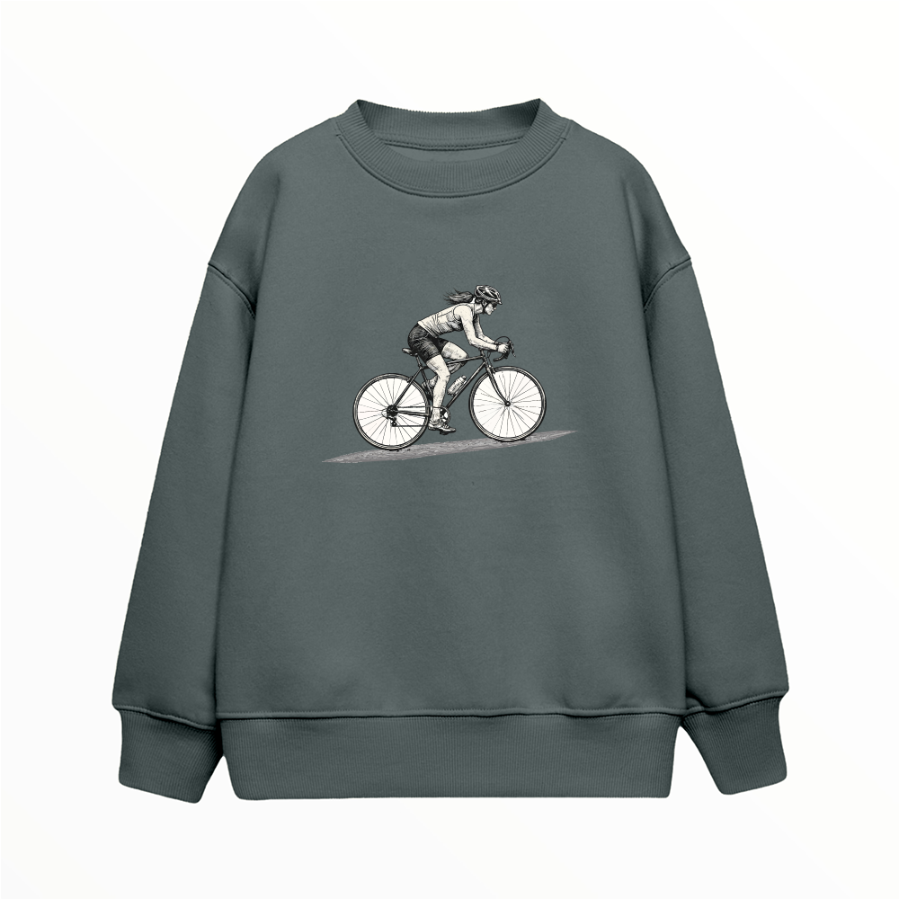 Bisikletli Kadın - Çocuk Sweatshirt