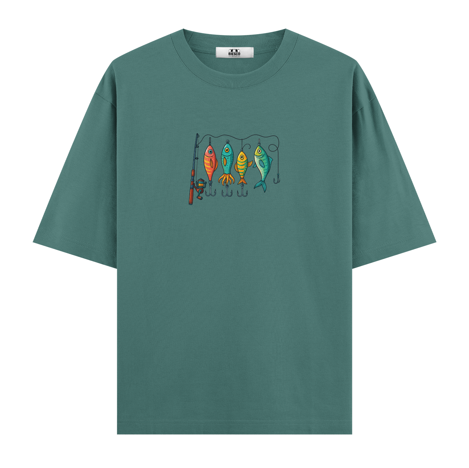Renkli Olta Takım Düzeni - Oversize T-shirt