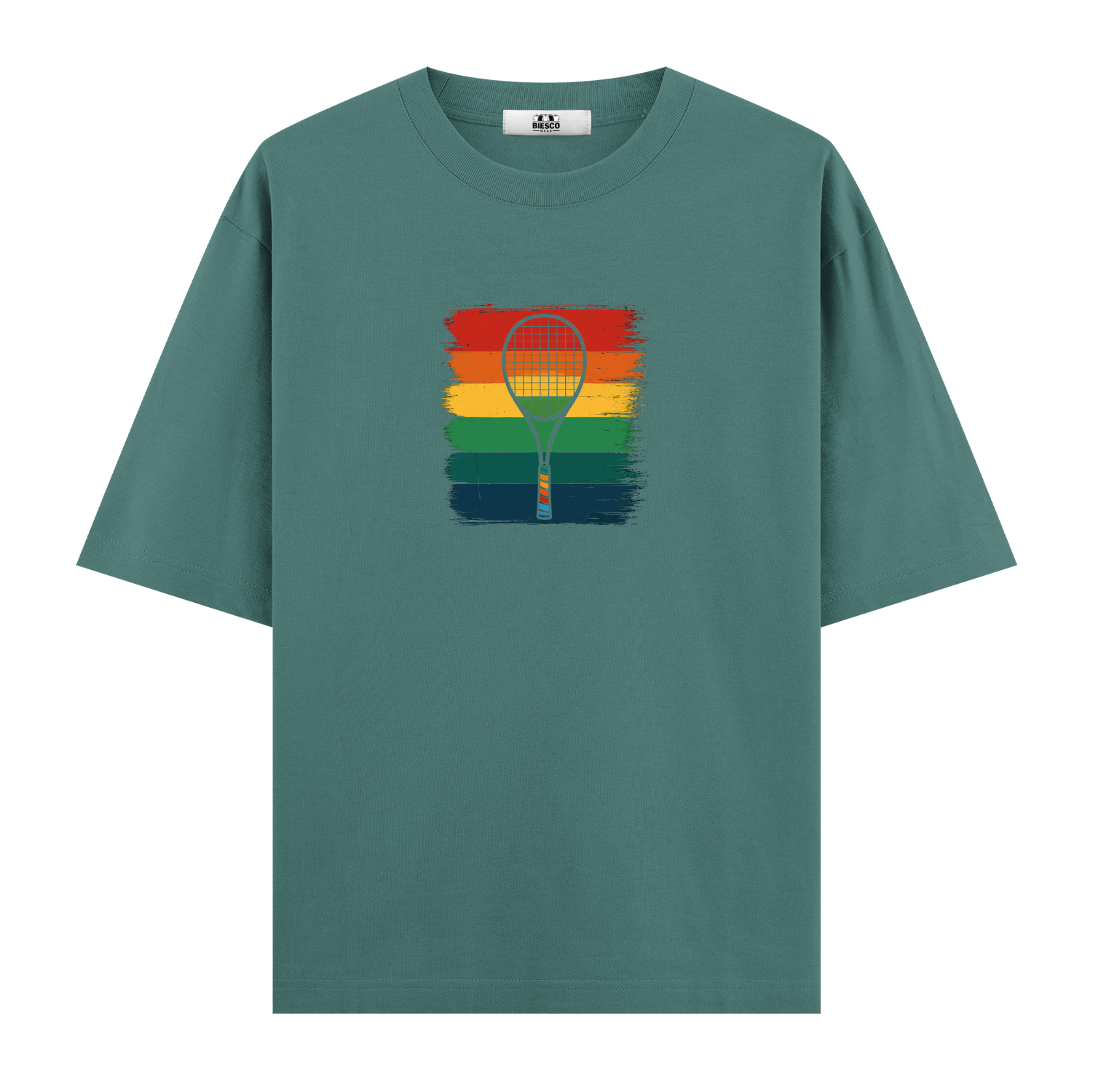 Raket ve Renkli Çizgiler - Oversize T-shirt